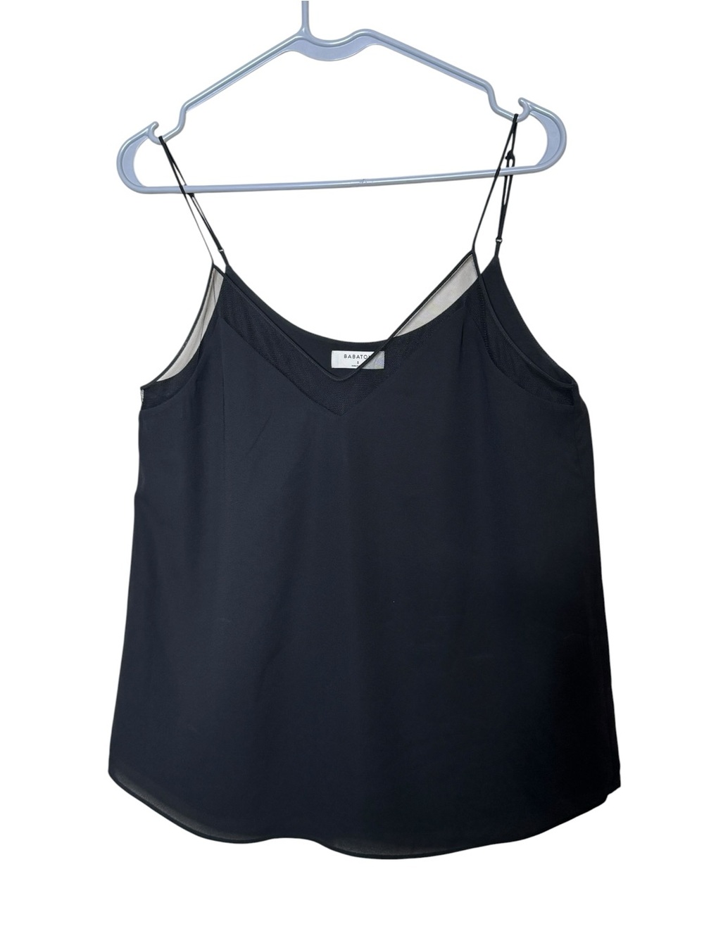 Aritzia Babaton Black Galen Camisole Mesh Lined VNeck Trim Size S